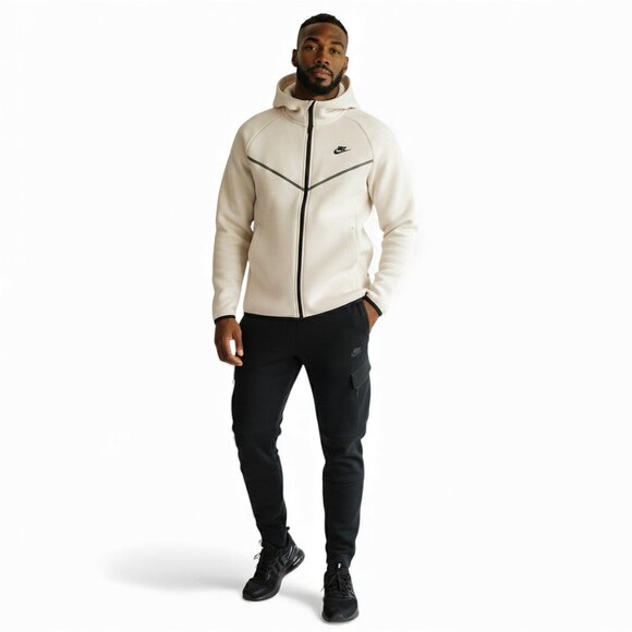 Nike Tech Fleece Mens 2 Piece Tracksuit Size 3XL Windrunner Gift Set Ivory/Black